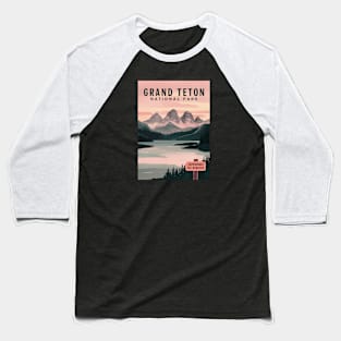 Grand Teton National Park Watercolor Travel Poster Baseball T-Shirt